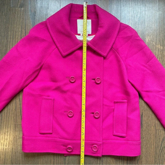 Kate Spade Double Breasted Cropped Coat 100% Wool Hot Pink XL - Picture 8 of 10